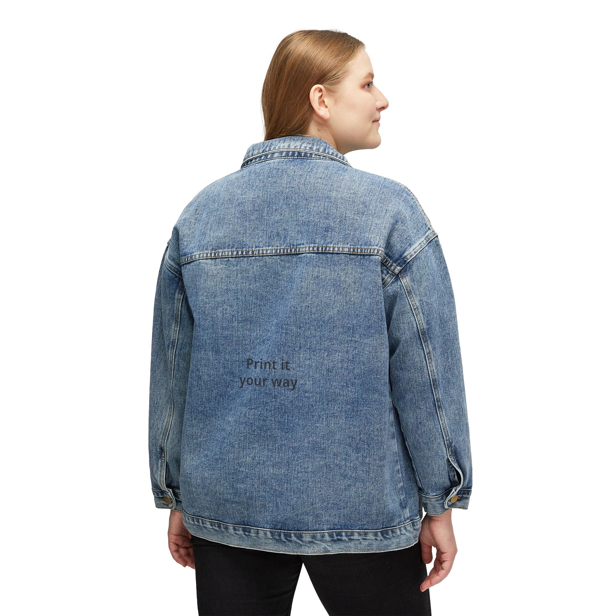 Denim Jacket - Classic Women's Oversized Jean Jacket (Subtle Back Print)