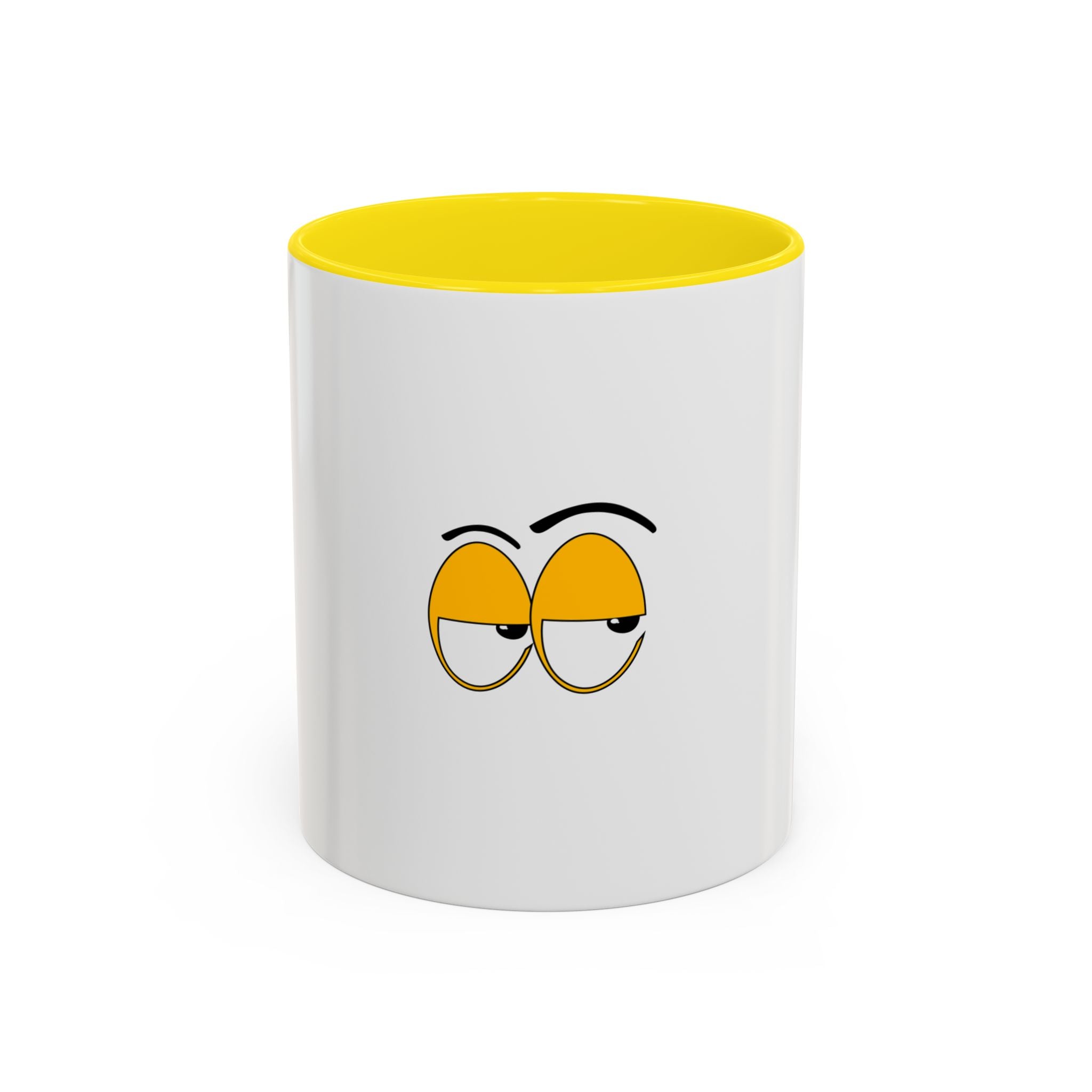 Skeptical Eyes Accent Coffee Mug - Funny Rolling Eyes Emoji Mug
