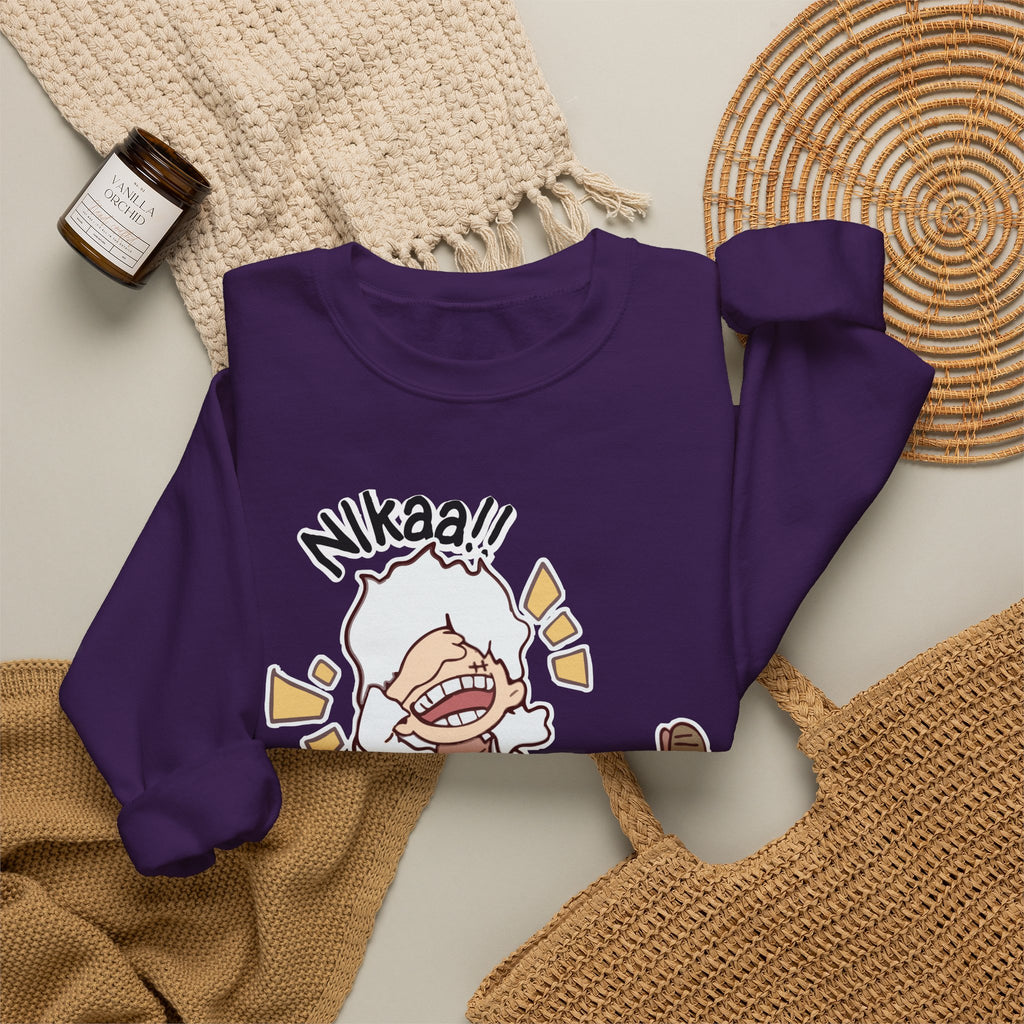 Nikaaa! Cartoon Laugh Crewneck Sweatshirt