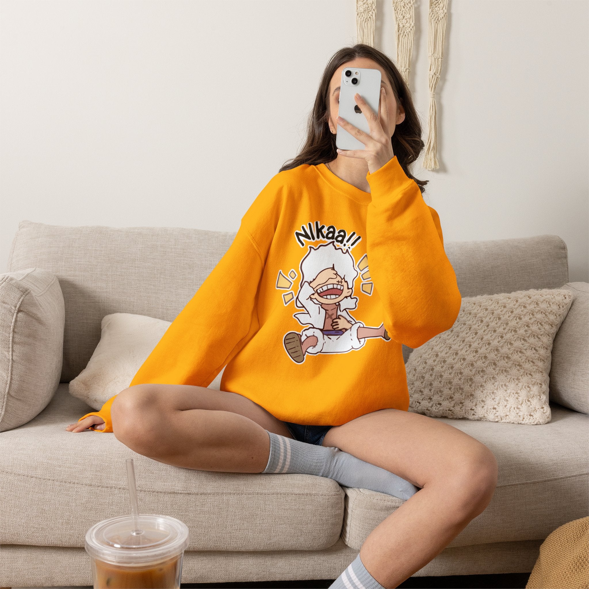 Nikaaa! Cartoon Laugh Crewneck Sweatshirt