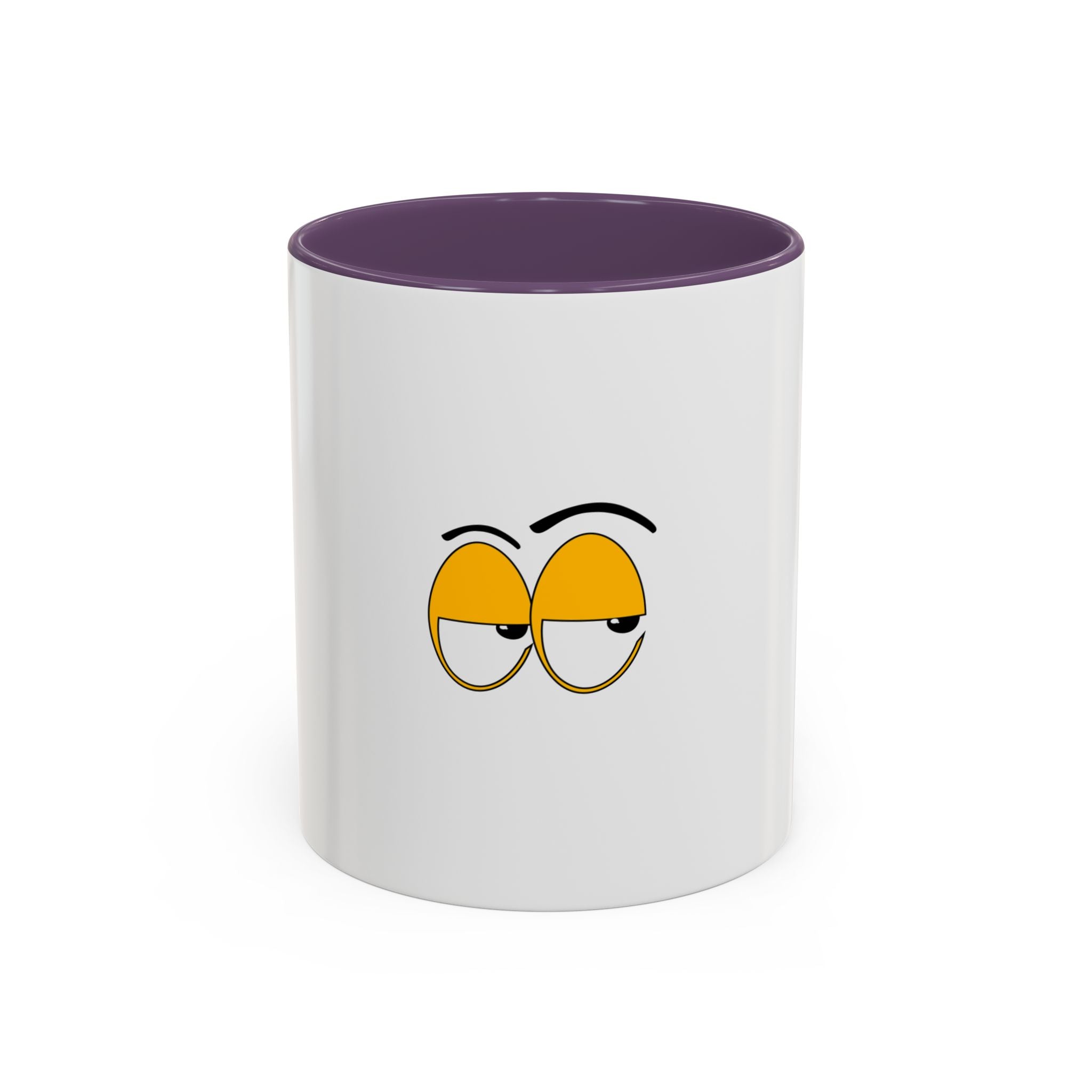 Skeptical Eyes Accent Coffee Mug - Funny Rolling Eyes Emoji Mug