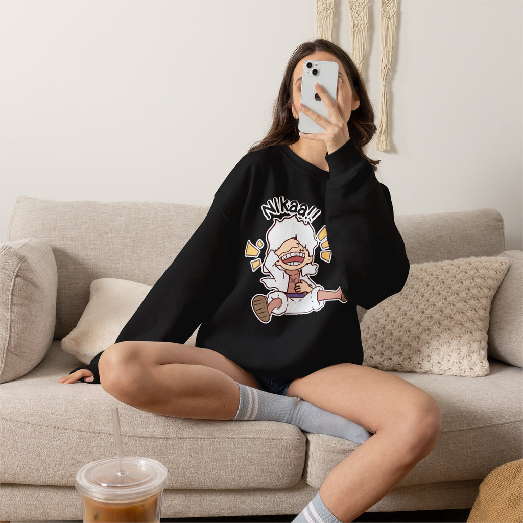 Nikaaa! Cartoon Laugh Crewneck Sweatshirt
