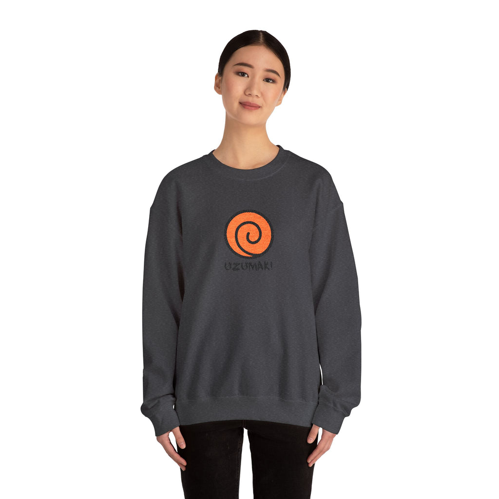 Uzumaki Spiral Crewneck Sweatshirt - Cute Anime-Inspired Logo Crew