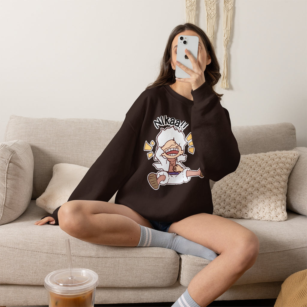 Nikaaa! Cartoon Laugh Crewneck Sweatshirt