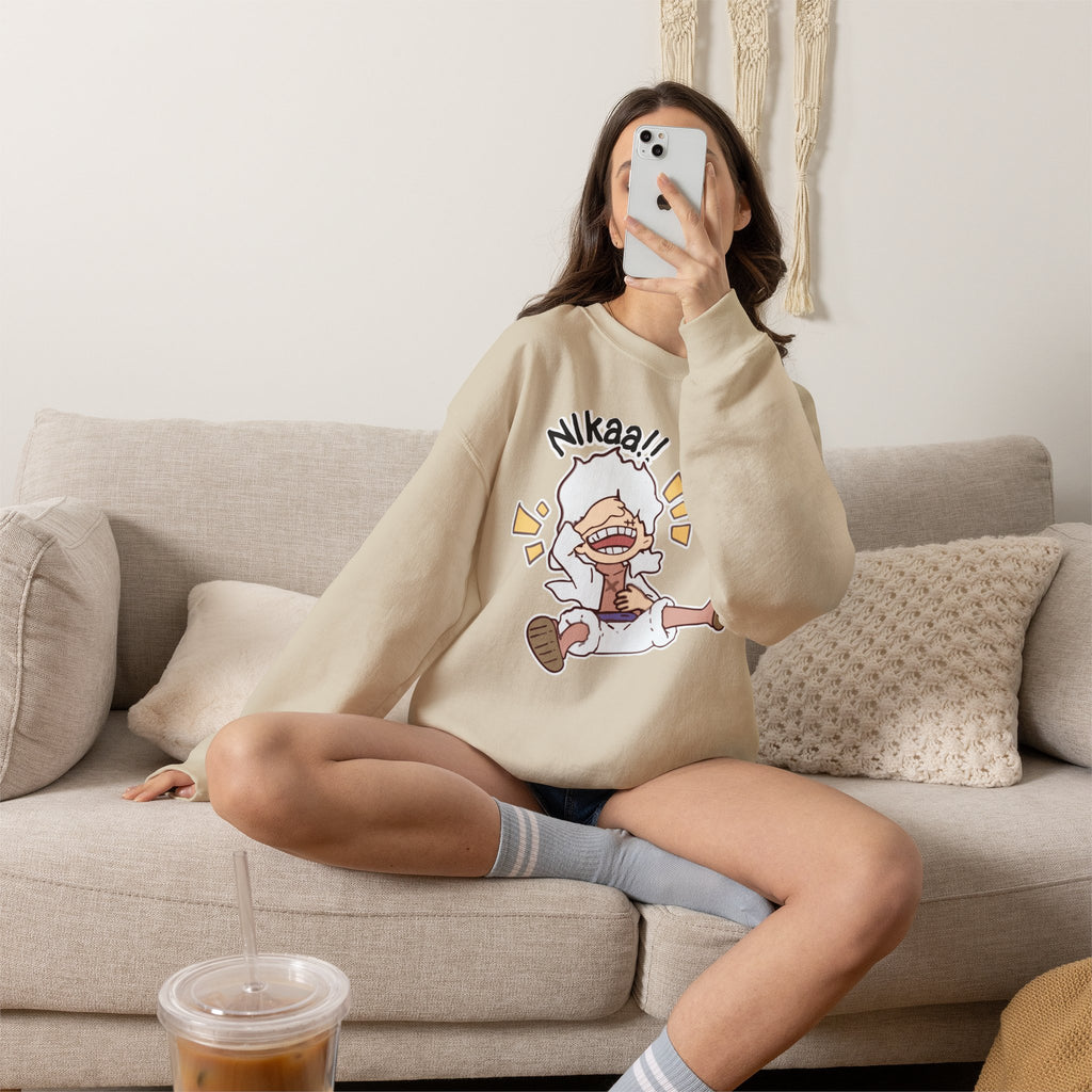 Nikaaa! Cartoon Laugh Crewneck Sweatshirt