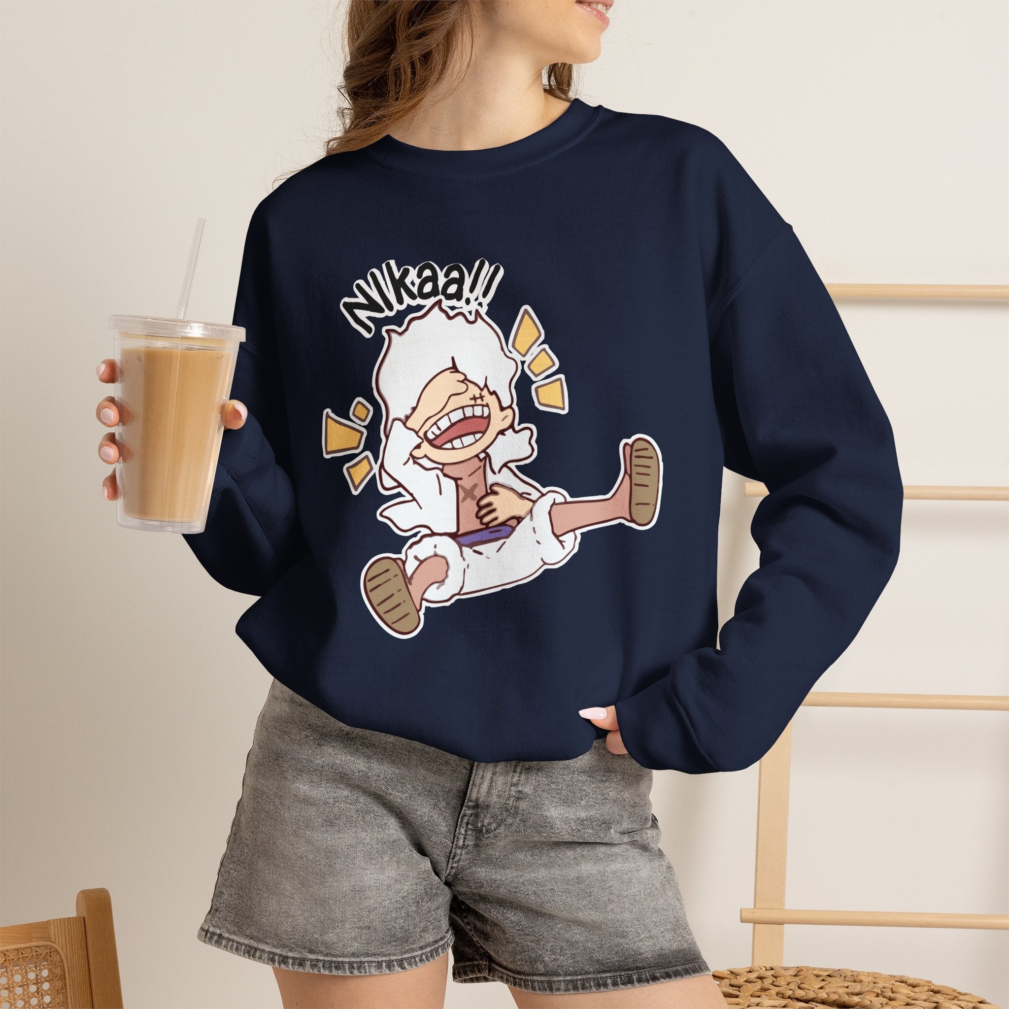 Nikaaa! Cartoon Laugh Crewneck Sweatshirt