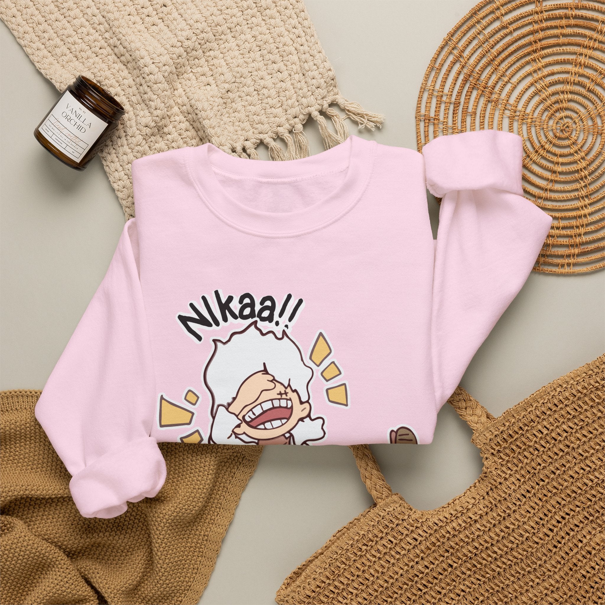 Nikaaa! Cartoon Laugh Crewneck Sweatshirt