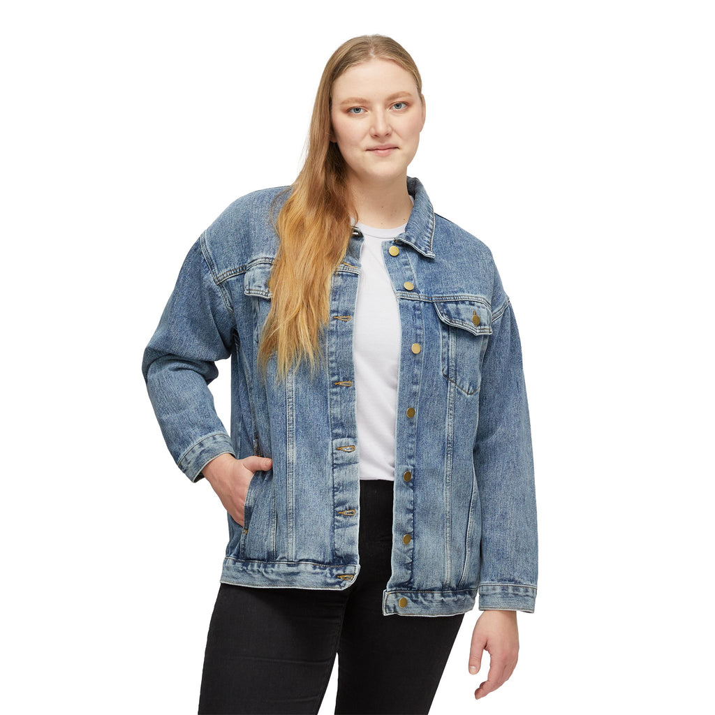 Denim Jacket - Classic Women's Oversized Jean Jacket (Subtle Back Print)