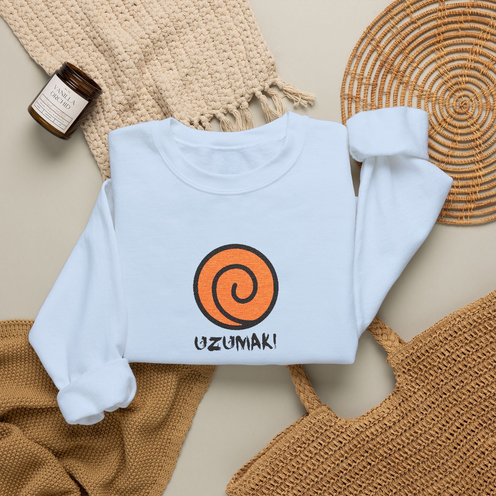 Uzumaki Spiral Crewneck Sweatshirt - Cute Anime-Inspired Logo Crew