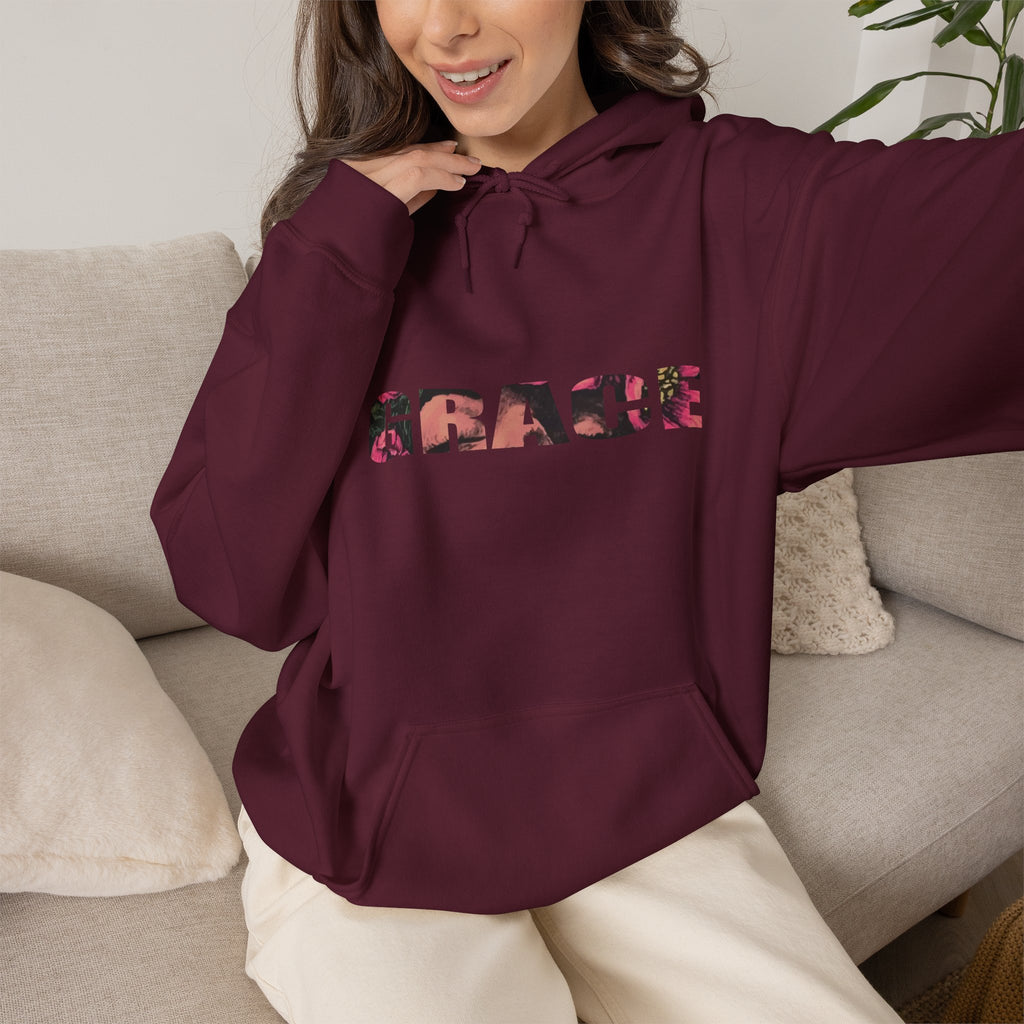 Grace Floral Hoodie - Women's Aesthetic Flower Face Pullover
