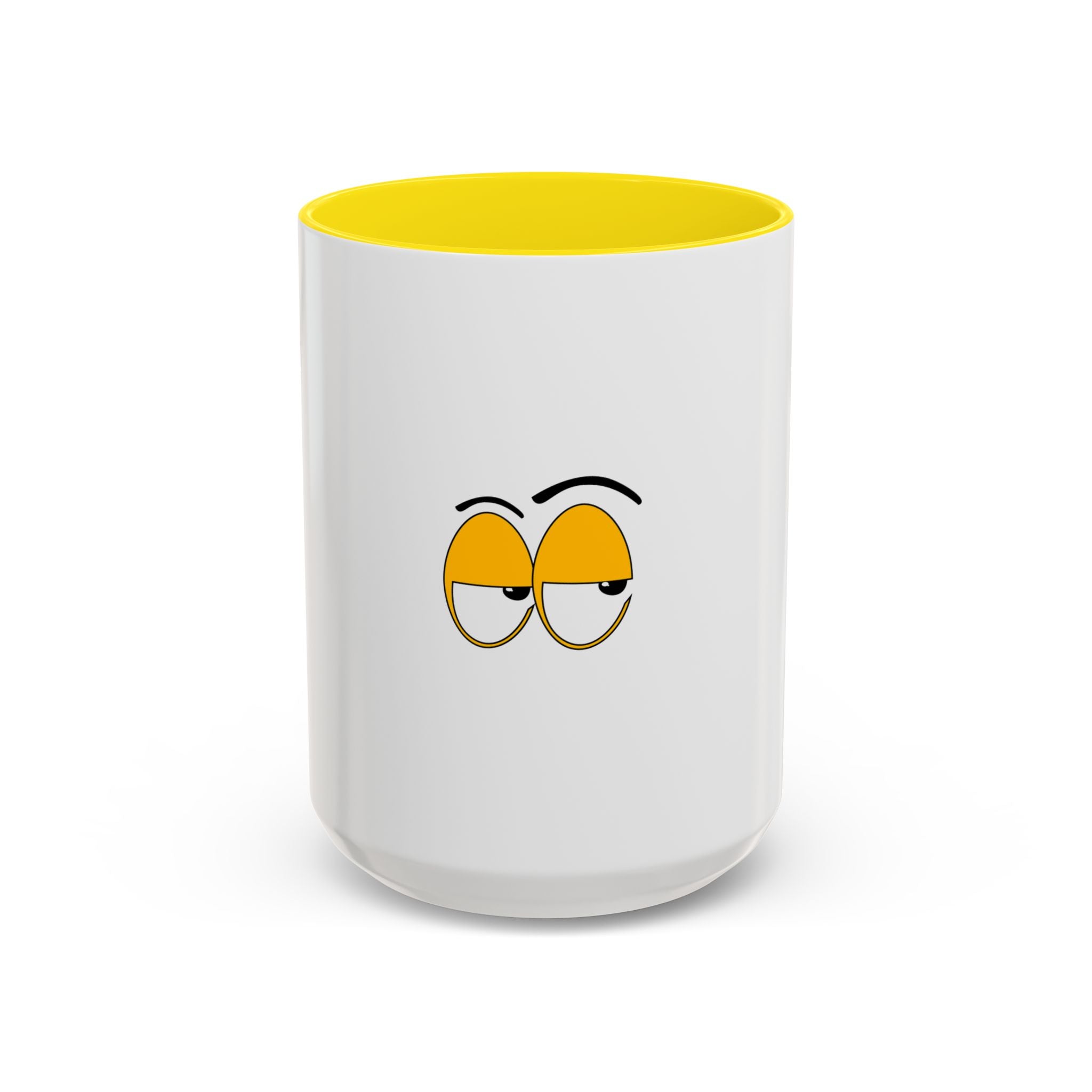 Skeptical Eyes Accent Coffee Mug - Funny Rolling Eyes Emoji Mug
