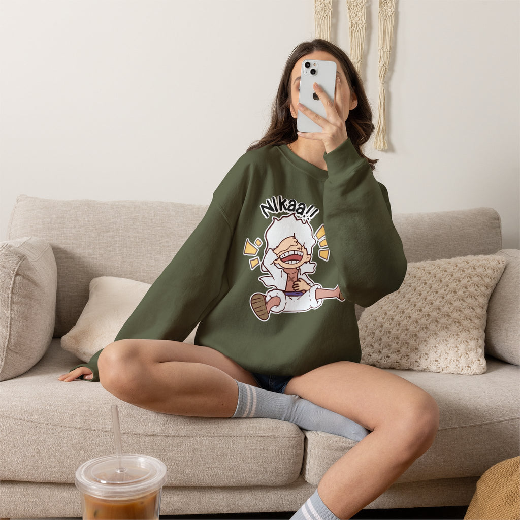 Nikaaa! Cartoon Laugh Crewneck Sweatshirt