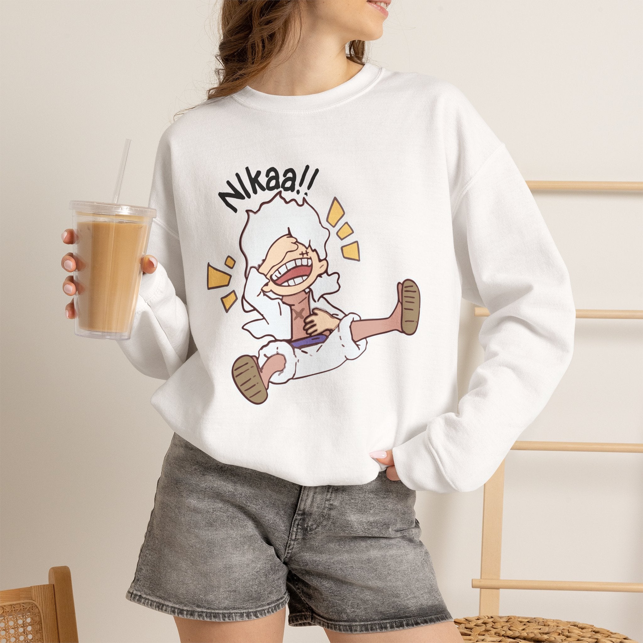 Nikaaa! Cartoon Laugh Crewneck Sweatshirt