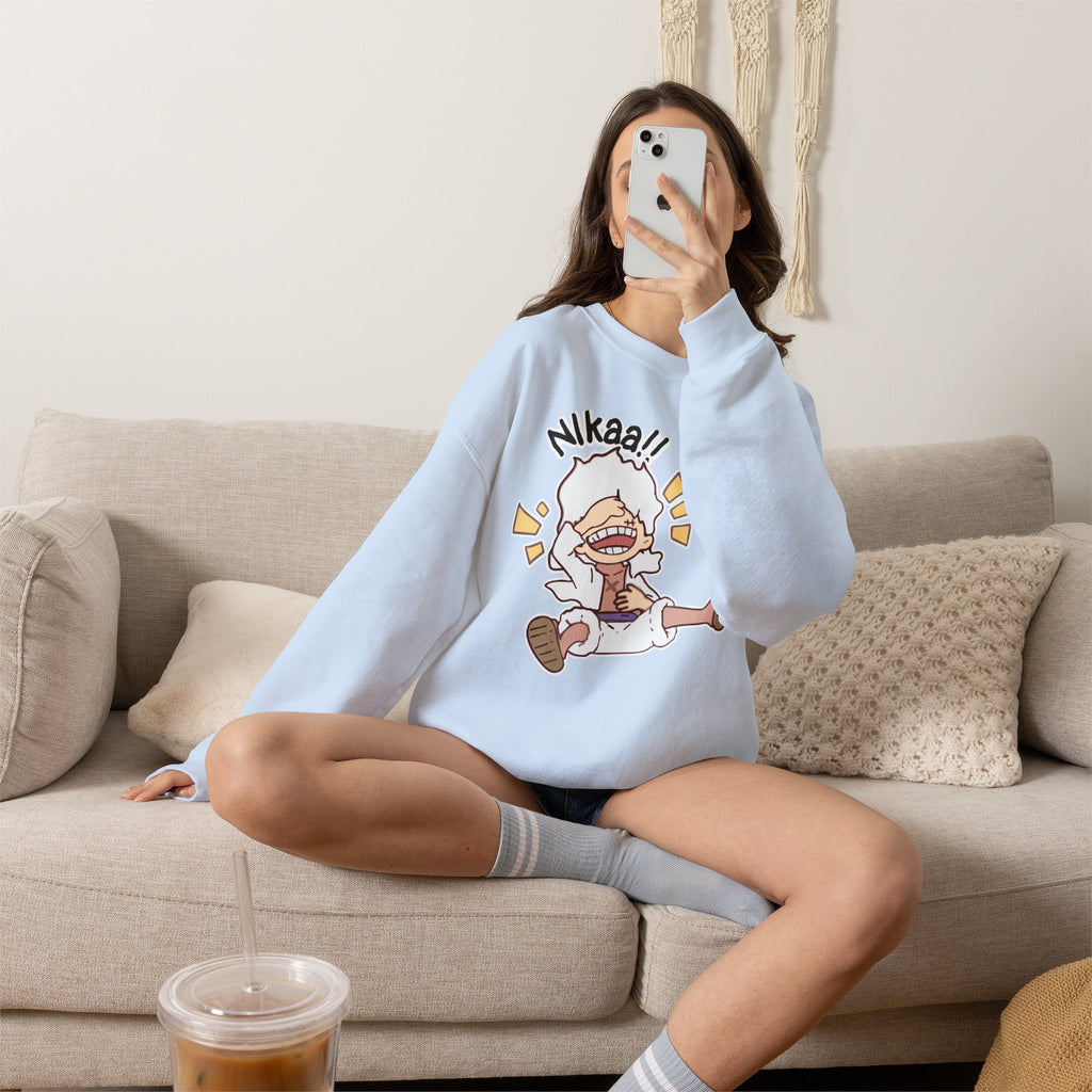 Nikaaa! Cartoon Laugh Crewneck Sweatshirt