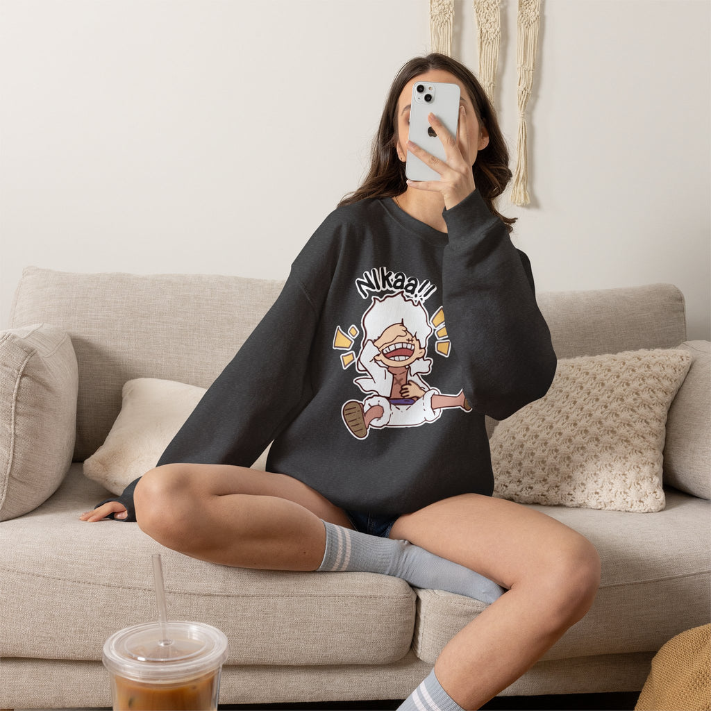 Nikaaa! Cartoon Laugh Crewneck Sweatshirt