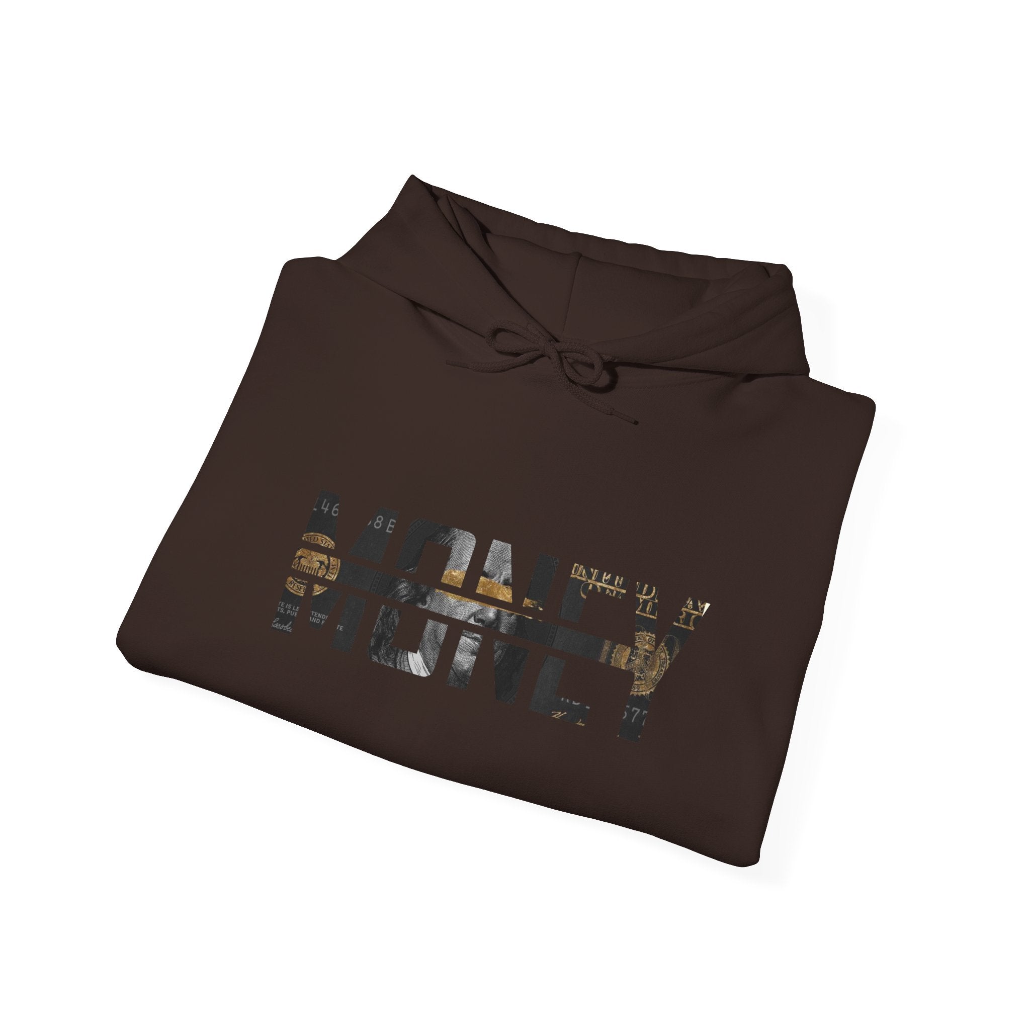 Money Graphic Hoodie - Strikethrough 'MONEY' Front & Crumpled 100 Back